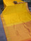 Pure kanchipuram silk saree mango yellow and dual shade of pinkish yellow with allover self emboss and zari woven border