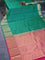 Pure kanchipuram silk saree teal green and pink with allover zari weaves and zari woven border