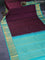 Pure kanchipuram silk saree wine shade and teal blue with allover self emboss & zari buttas and zari woven korvai border