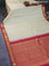 Pure kanchipuram silk saree cream and dark pink with allover checked pattern & buttas and zari woven korvai border