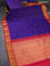 Pure kanchipuram silk saree blue and red with allover zari checks & buttas and zari woven korvai border