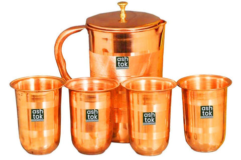 Pure Copper Jug with four copper glasses