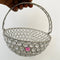 Crystal Basket German Silver, Flower Basket, Fruit Basket for Home Decor (Dia 6 Inches)