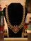 Antique haaram lakshmi & peacock design with pink kemp stones and golden beads hanging