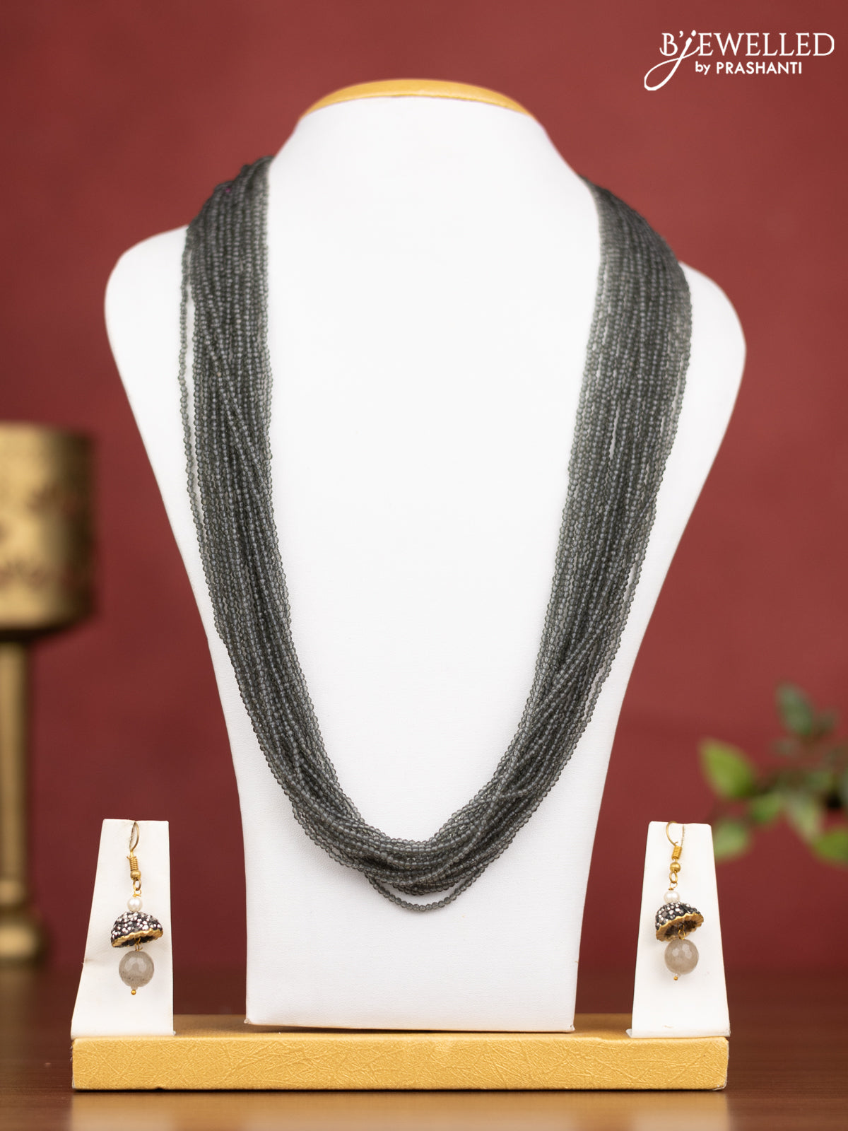 Jaipur multilayer beaded grey necklace