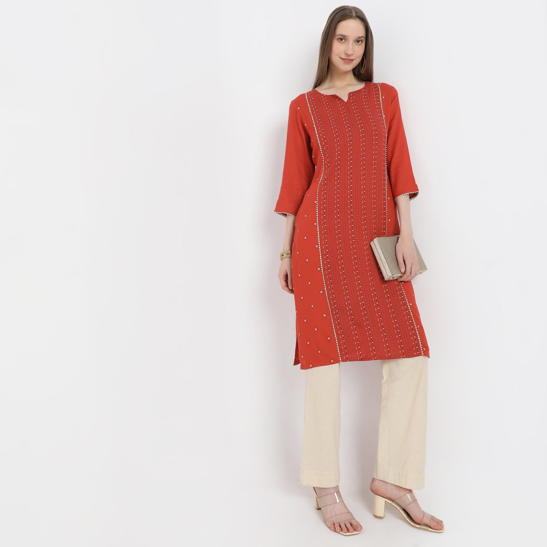 Centre Panel Printed Long Kurta