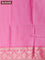 Banarasi semi tussar saree pastel pink and pink with allover ikat weaves and silver zari woven border