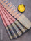 Semi matka saree pastel maroon shade and blue with plain body and ikat style border