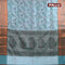 Banarasi semi tussar saree teal blue and green with allover ikat weaves and copper zari woven border