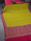 Banarasi crepe partly saree lime yellow and pink with allover thread & zari woven butta weaves and woven border