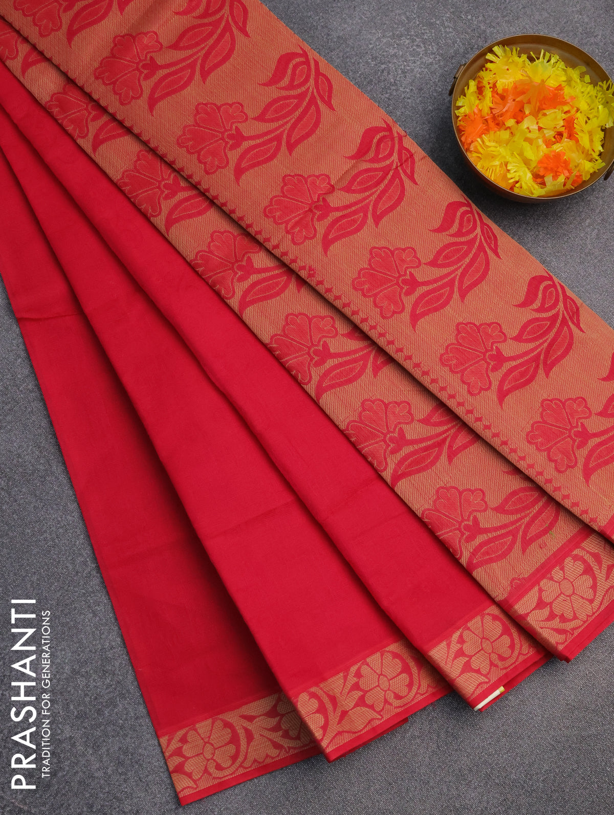 Coimbatore cotton saree pink with allover self emboss and thread woven border