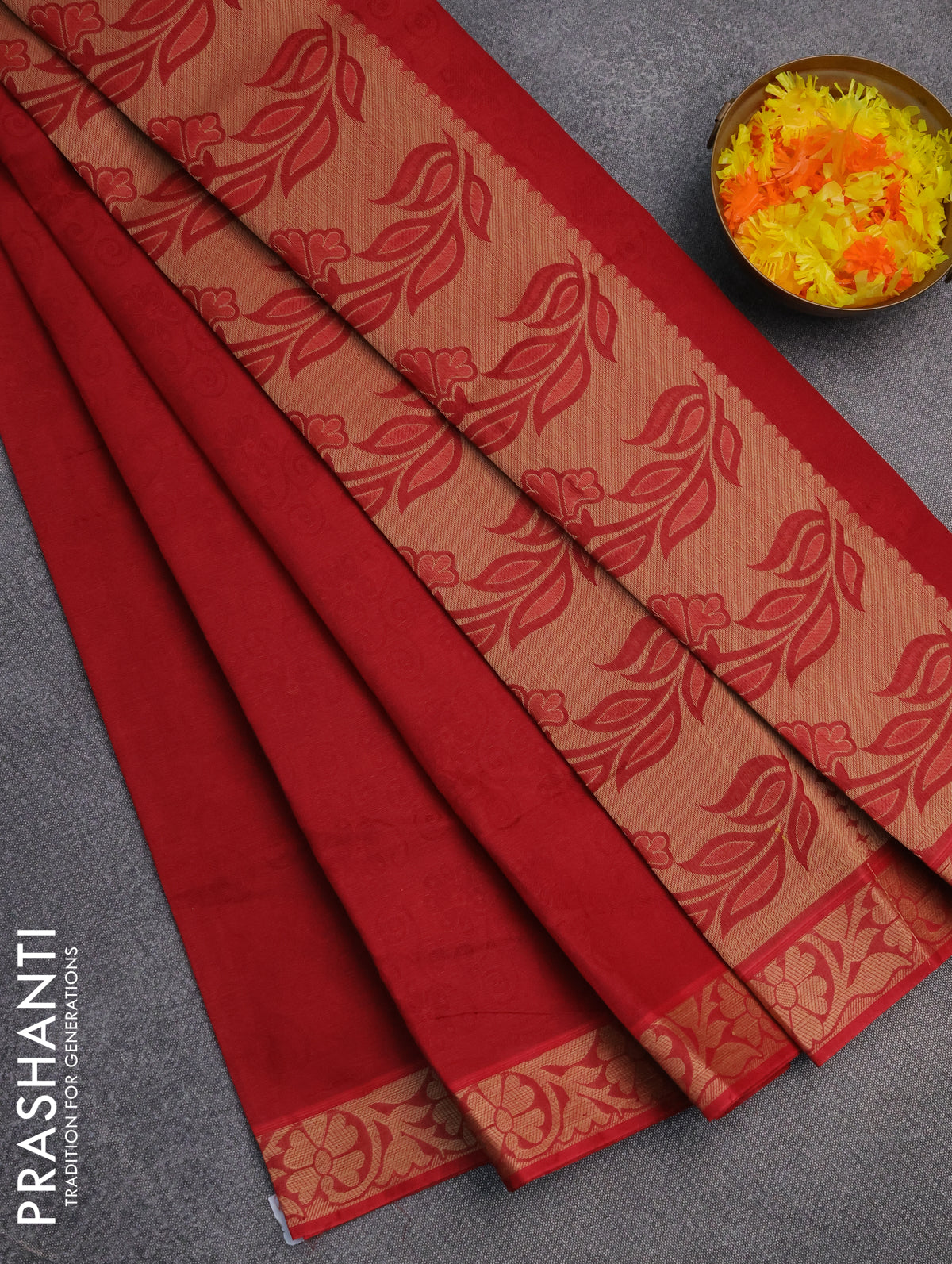 Coimbatore cotton saree maroon with allover self emboss and thread woven border