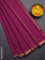 Arani semi silk saree dark magenta pink with plain body and zari woven border