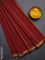 Arani semi silk saree maroon with plain body and zari woven border