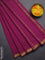 Arani semi silk saree purple with plain body and zari woven border