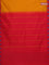 Arani semi silk saree mustard yellow and dual shade of red with plain body and temple design border