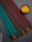 Arani semi silk saree teal green and maroon mustard with plain body and temple design border