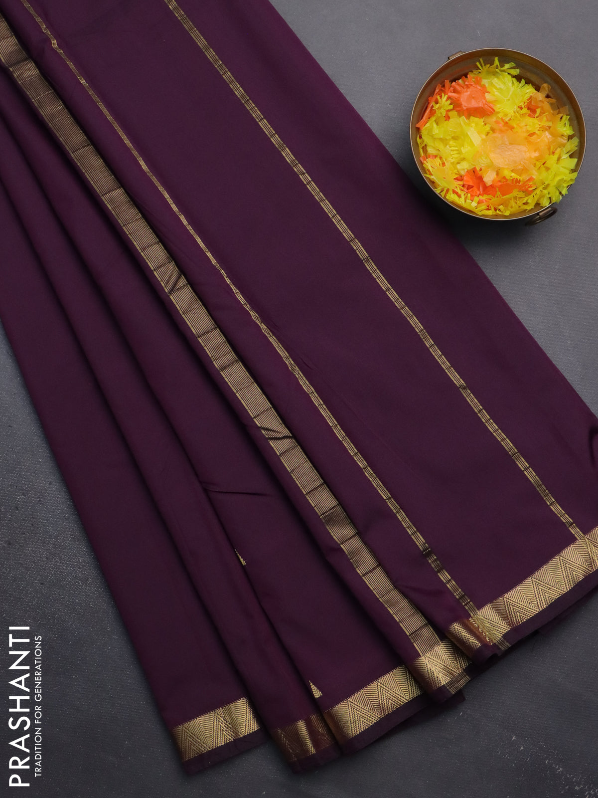 Arani semi silk saree wine shade with zari woven temple buttas and zari woven border