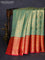 Bangalori tissue silk saree teal green shade and reddish pink with allover zari woven brocade weaves and long zari woven border