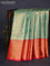 Bangalori tissue silk saree teal green shade and red with allover zari woven brocade weaves and long zari woven border