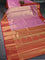 Bangalori tissue silk saree light pink and pink with allover zari woven brocade weaves and long zari woven border