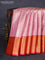 Bangalori tissue silk saree light pink and red with allover zari woven brocade weaves and long zari woven border