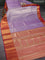 Bangalori tissue silk saree lavender and pink with allover zari woven brocade weaves and long zari woven border