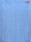 Banana pith saree light blue and black with thread woven buttas in borderless style