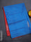 Banana pith saree blue and red with thread woven buttas in borderless style