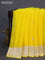 Banarasi chiffon silk saree yellow with silver zari woven buttas and silver zari woven border