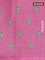 Chappa saree pastel grey and magenta pink with allover small zari checked pattern & butta prints and printed border