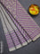 Chappa saree beige and purple with allover small zari checked pattern and printed border