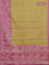 Chappa saree yellow and pink with allover small zari checked pattern and floral digital printed pallu