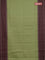 Chappa saree light green and brown with allover small zari checked pattern and temple design zari woven border