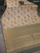 Bangalori semi silk saree beige and grey with allover ikat butta weaves and zari woven border