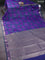 Bangalori semi silk saree purple and teal green with allover elephant butta ikat weaves and zari woven border