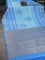Bangalori semi silk saree teal blue and blue with allover ikat weaves and zari woven border
