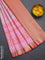 Bangalori semi silk saree mild peach pink and orange with allover ikat weaves and zari woven border