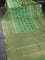 Bangalori semi silk saree light gree and green with allover elephant butta ikat weaves and zari woven border