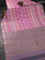 Bangalori semi silk saree peach pink and grey with elephant butta ikat weaves and zari woven border