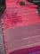 Bangalori semi silk saree peach pink and pink with allover ikat weaves and zari woven border