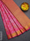 Bangalori semi silk saree pink with floral design ikat weaves and zari woven border