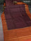 Banarasi tussar silk saree coffee brown and orange with thread & zari woven floral buttas and woven border