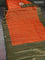 Banarasi tussar silk saree orange and green with thread & zari woven buttas and woven border