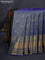 Kanchipuram silk saree dual shade of blue with allover zari woven floral brocade weaves and long rich zari woven border