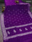 Banarasi chiffon silk saree purple with silver zari woven buttas and floral silver zari woven border