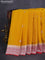 Banarasi chiffon silk saree mustard yellow and red with silver zari woven buttas and floral silver zari woven border