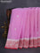 Banarasi chiffon silk saree lotus pink and red with silver zari woven buttas and floral silver zari woven border