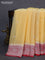 Banarasi chiffon silk saree pale yellow and maroon with silver zari woven buttas and silver zari woven border