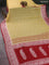 Banarasi chiffon silk saree pale yellow and maroon with silver zari woven buttas and silver zari woven border